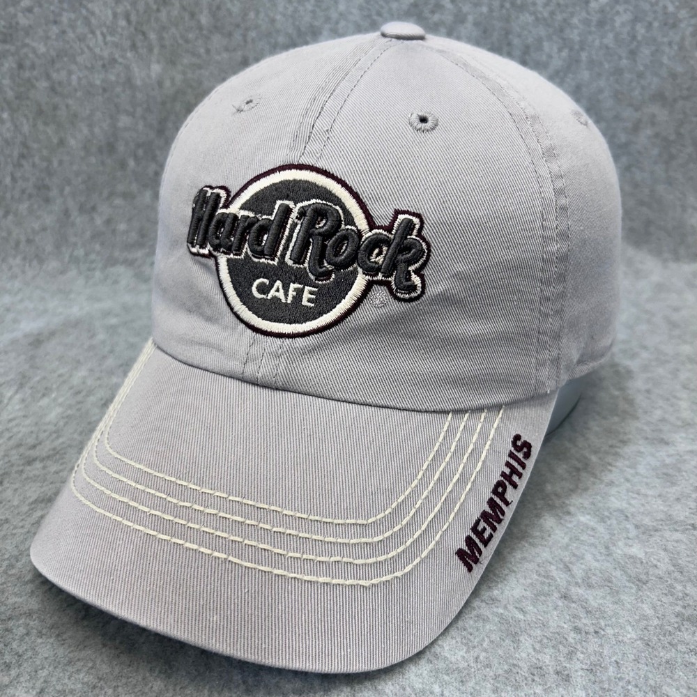 Hard Rock Cafe Memphis Hat Mens Gray Adjustable Strapback Baseball Cap Logo